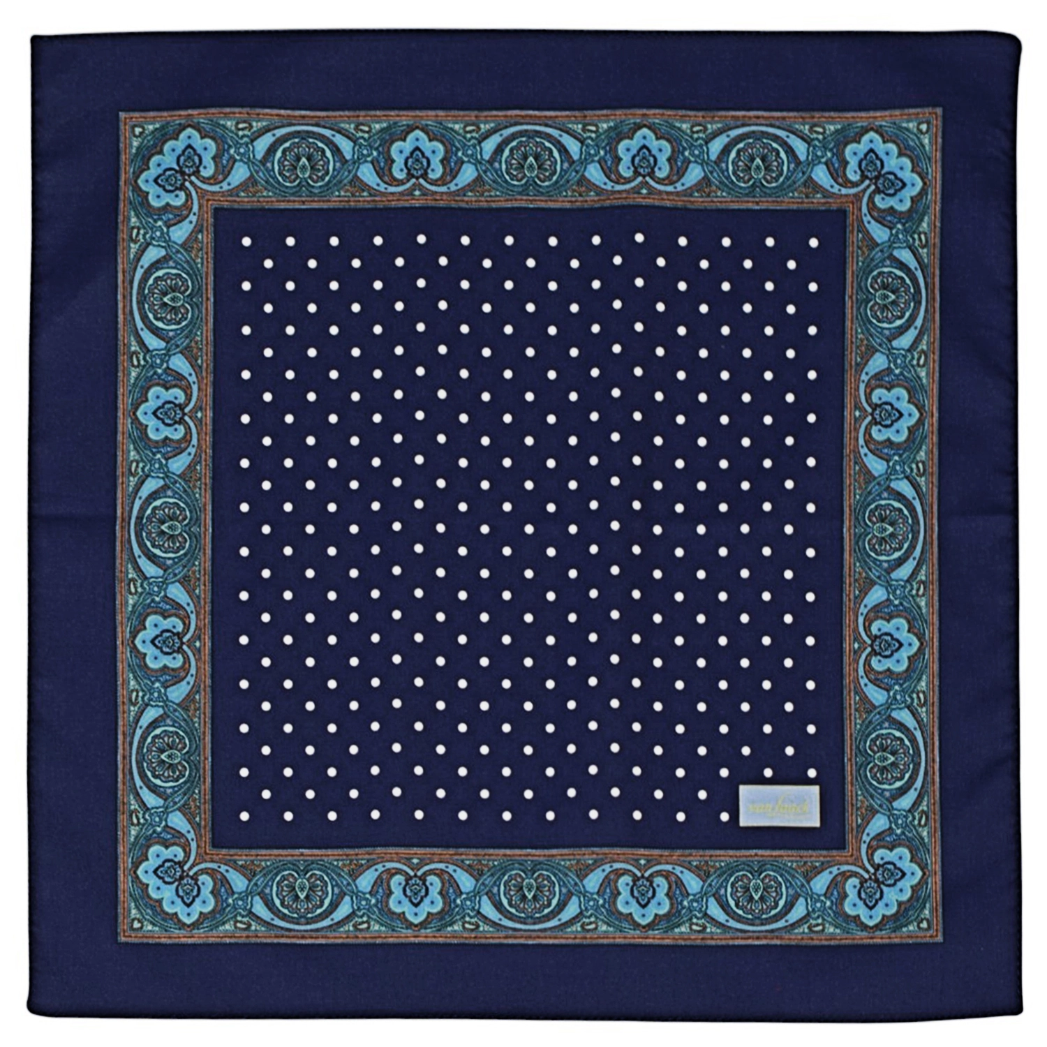 Pochette-Van-Laack-polka-dots-bleue-en-coton-a-plat