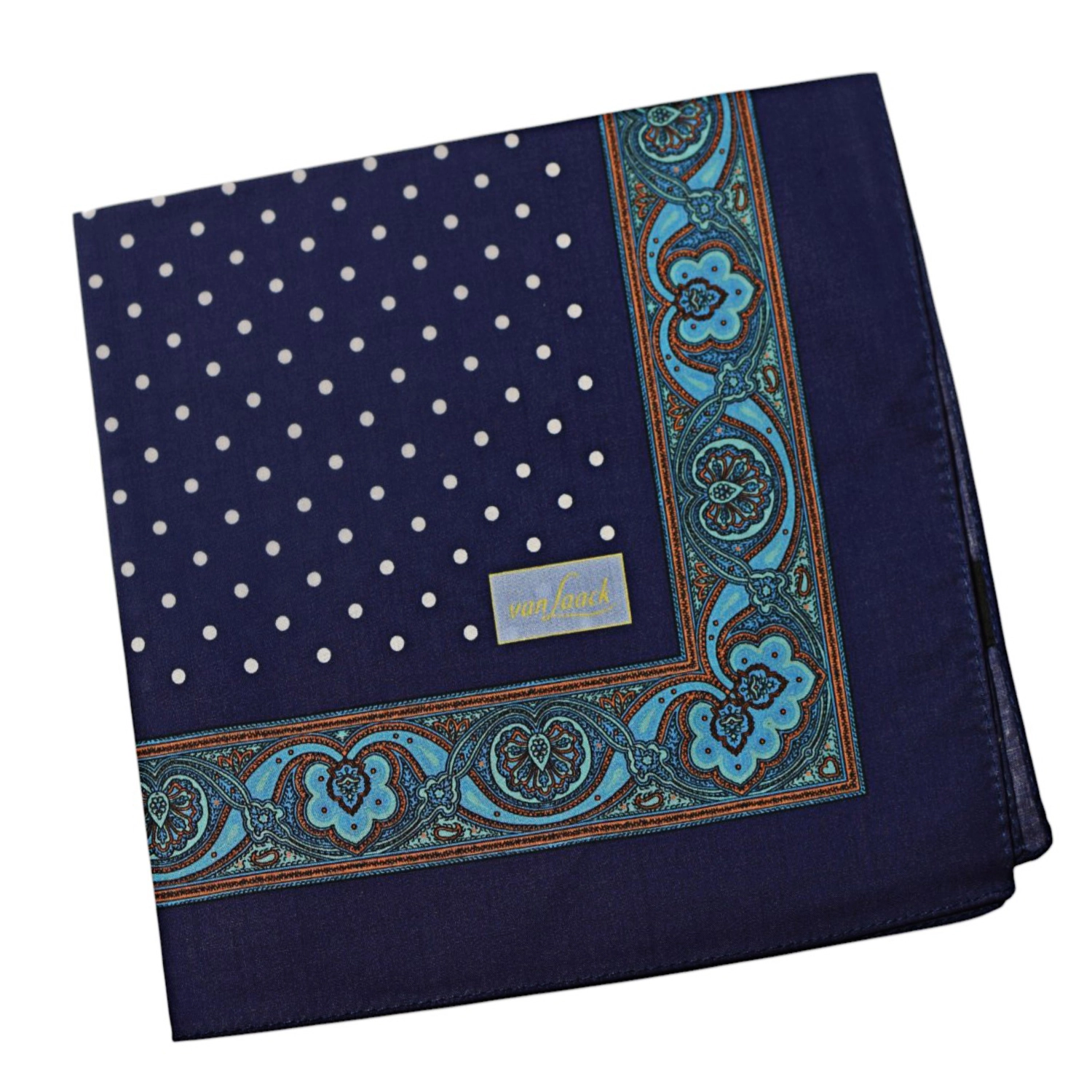 Pochette-Van-Laack-polka-dots-bleue-en-coton-pliée
