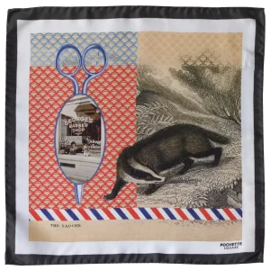 Pochette square badger barber themed pocket square