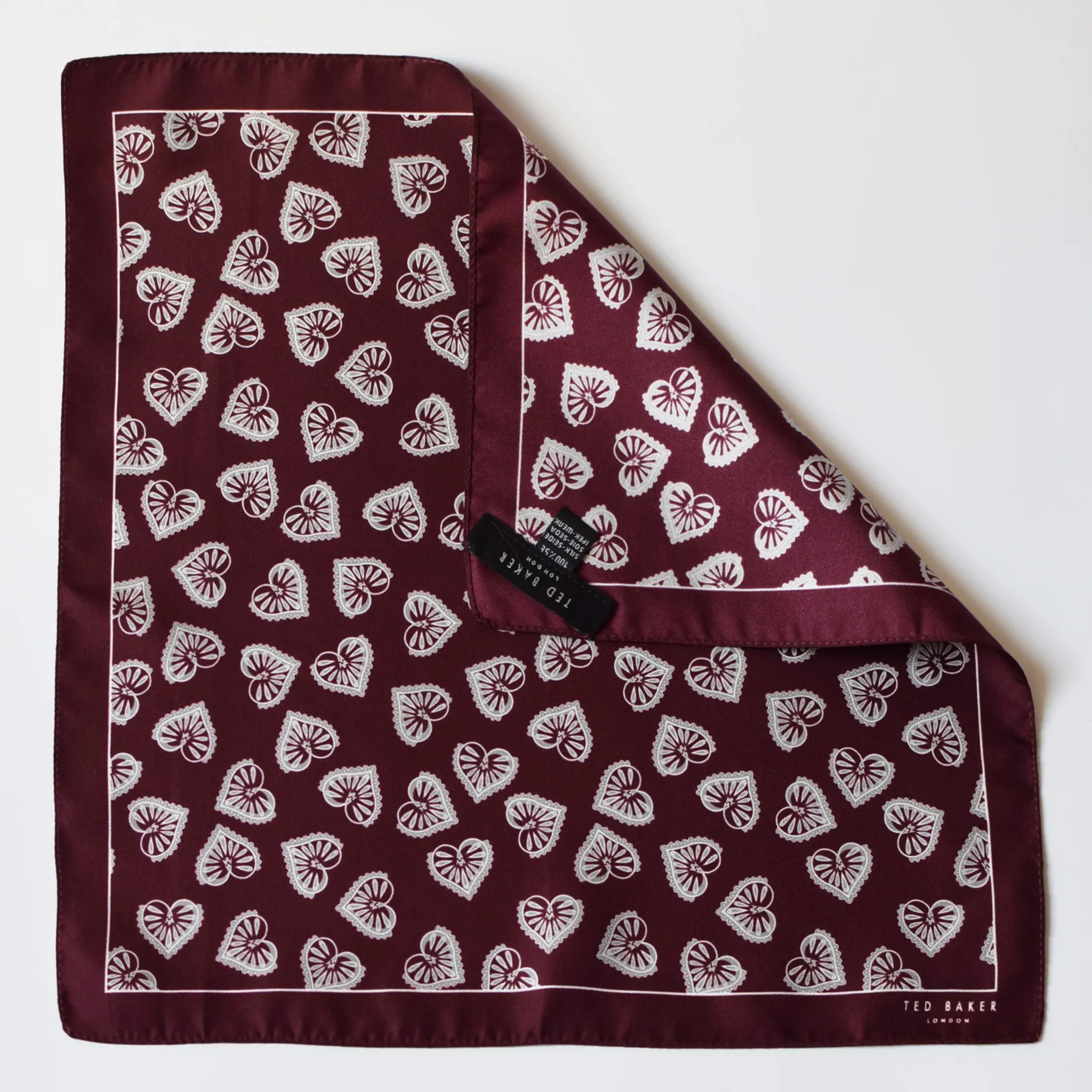 Pocket square heart design ted baker flat corner