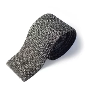 Cravate tricot de soie Grise texturée