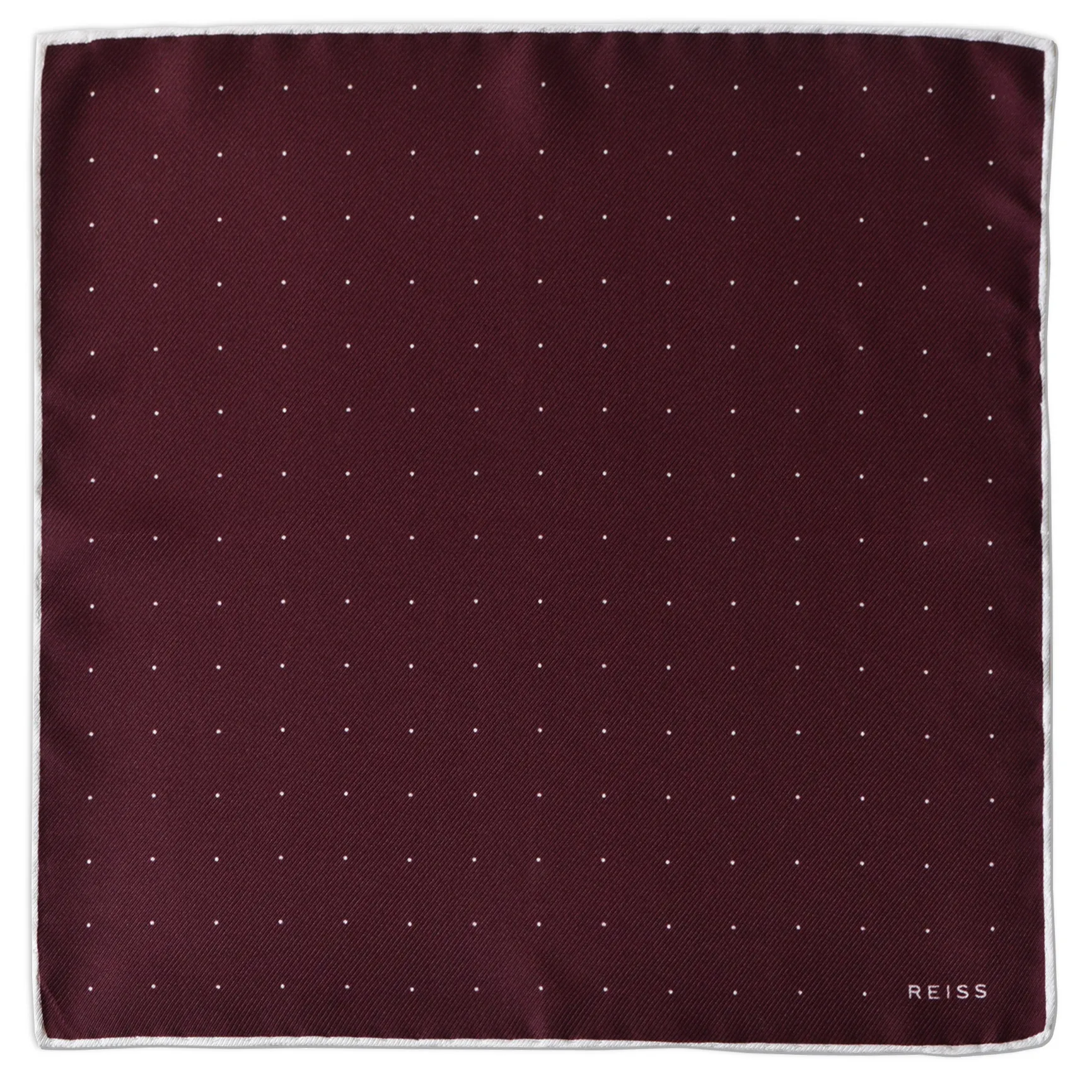 Reiss polka dots burgundy pocket square-flat