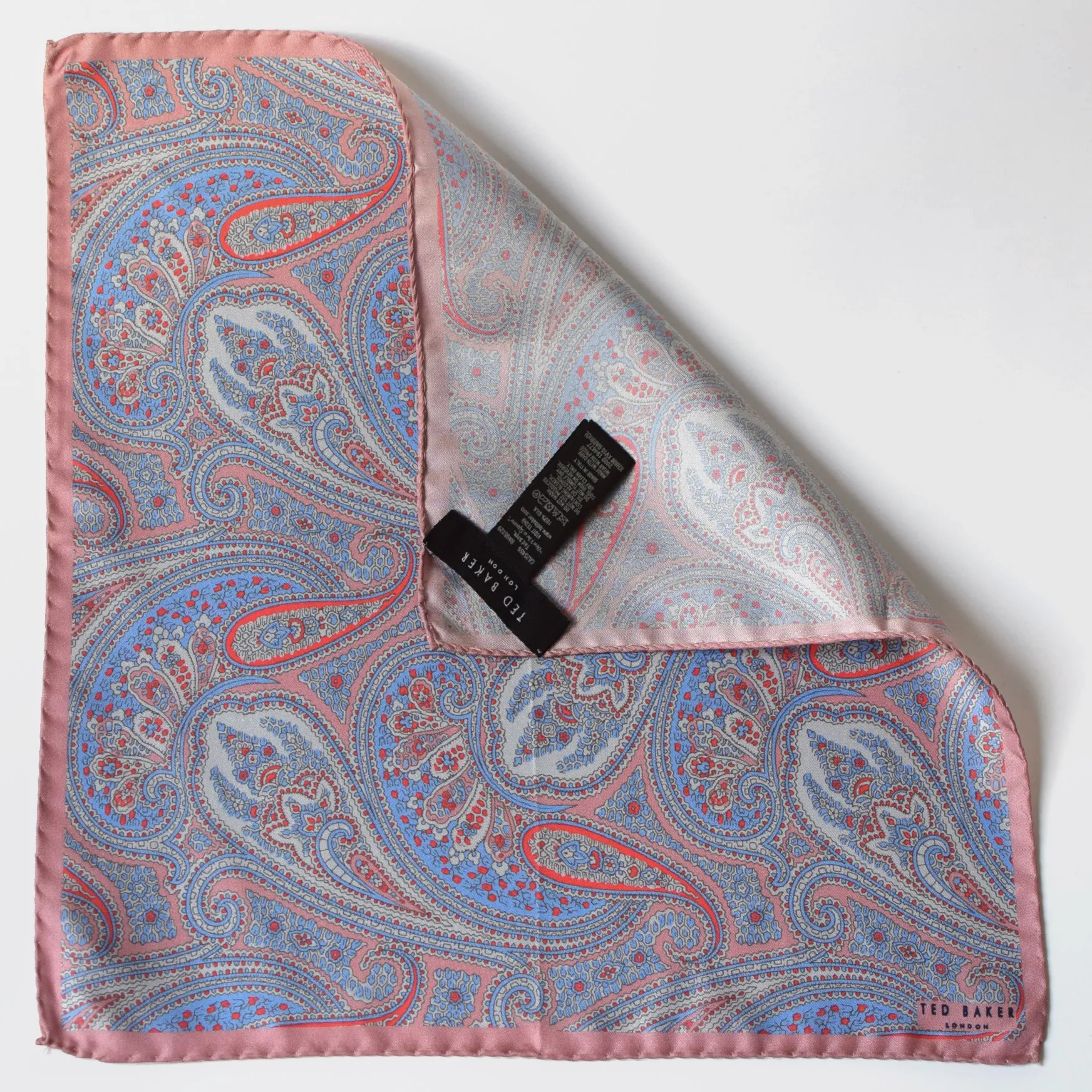 Ted Baker Paisley pink pocket square corner