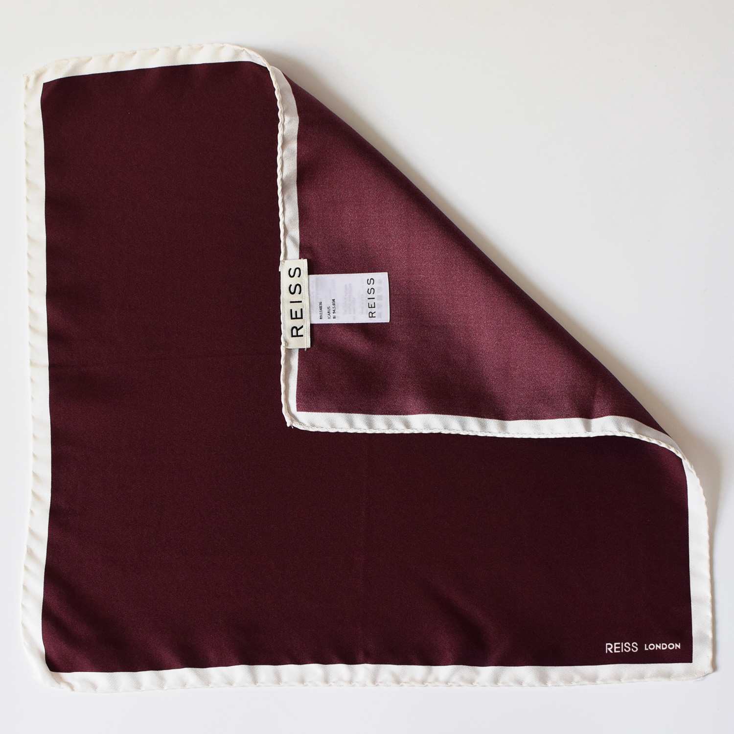 White-Silk-pocket-square-Reiss-flat-flat-corner