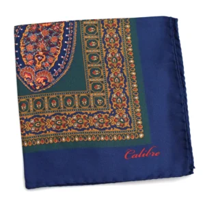 pochette calibre a motifs paisley bleue