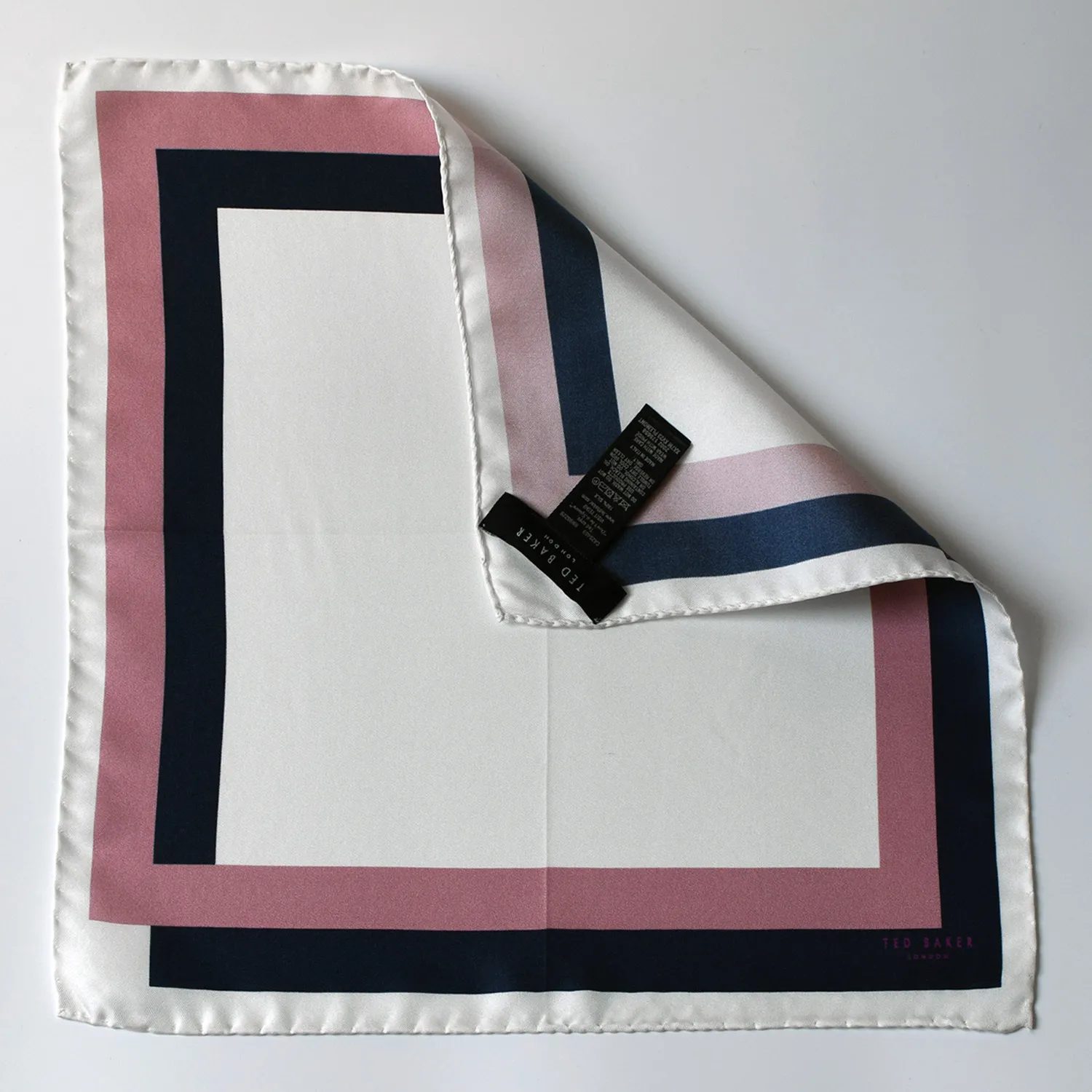 pocket square ted baker blue white and pink design flat corner