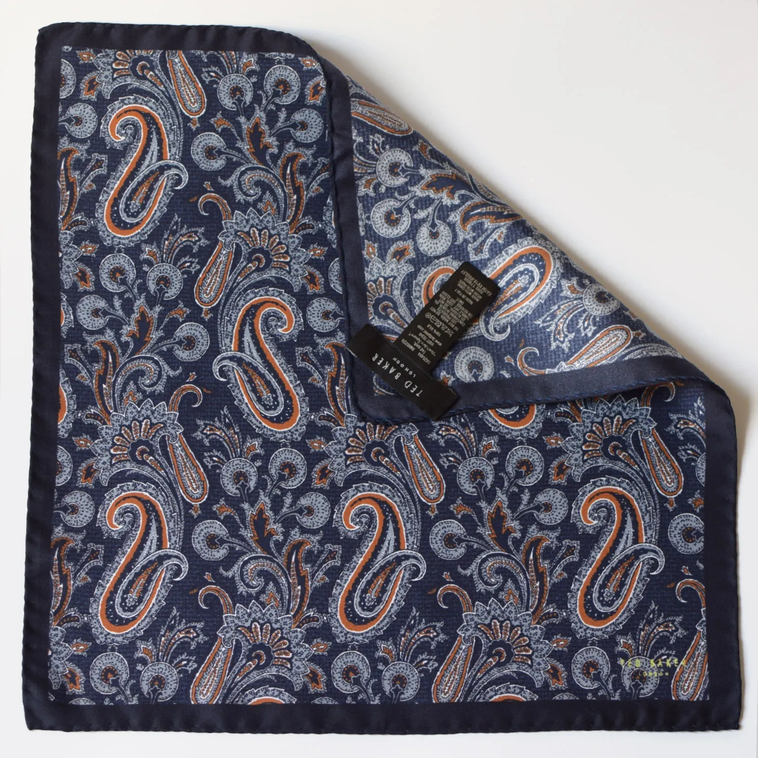 ted baker paisley pocket square flat corner