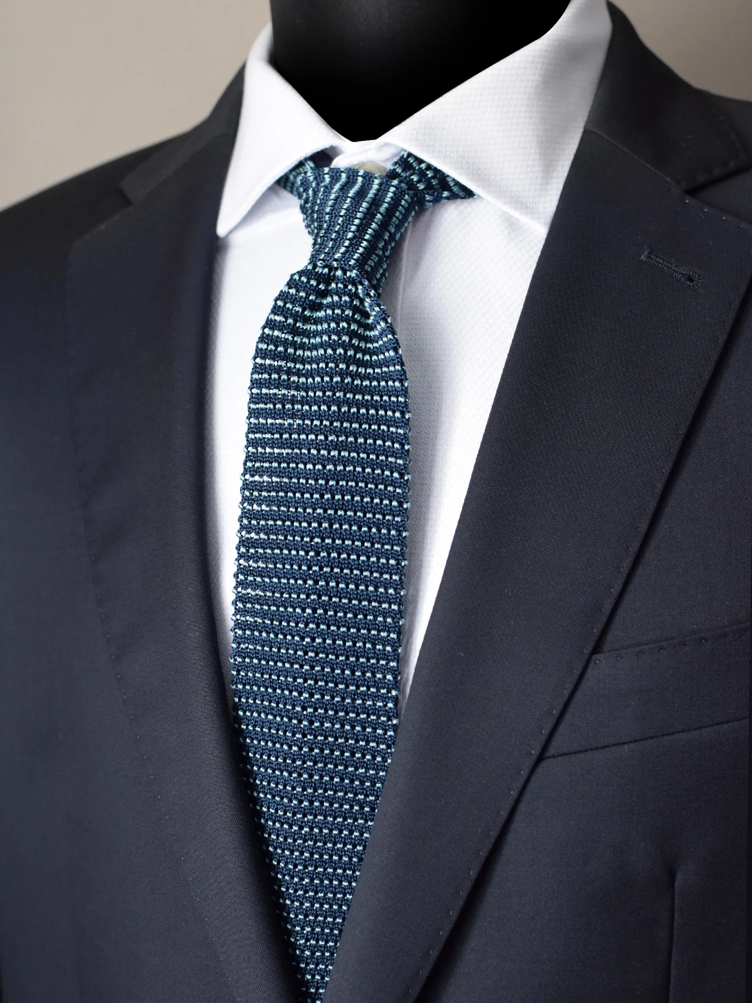 Cravate tricot bleue et turquoise