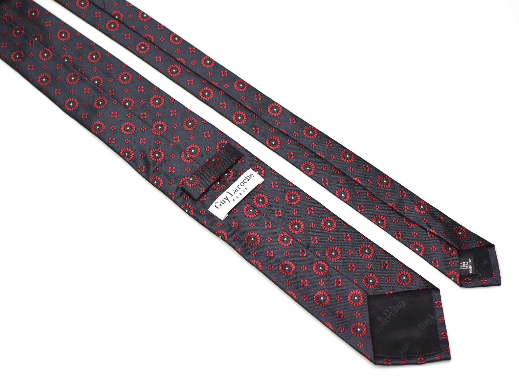 Cravate Club Guy Laroche noire à motifs floraux – Image 3