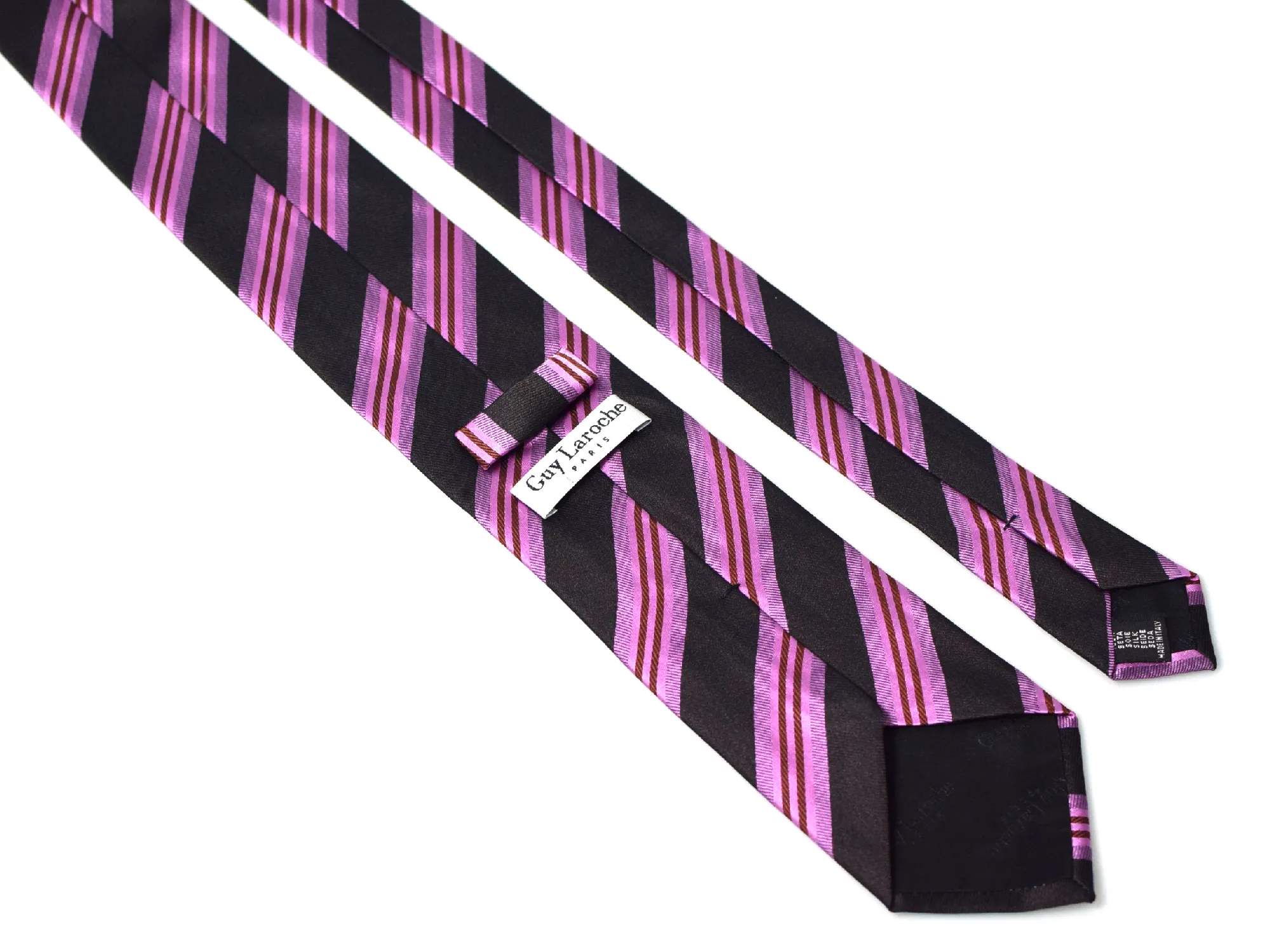 Cravate Club Guy Laroche rose fuschia et noire – Image 3