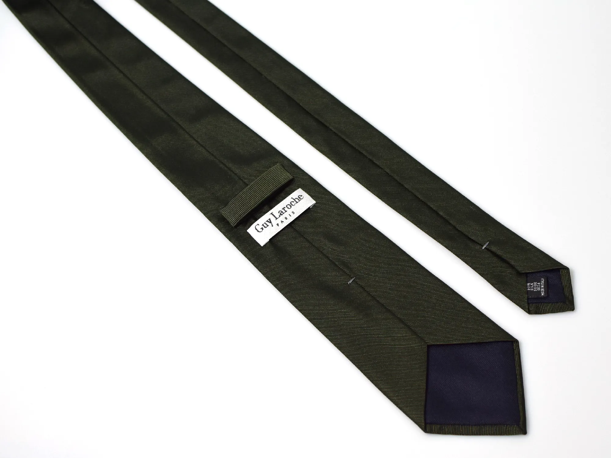 Cravate Club Guy Laroche unie verte foncée – Image 3