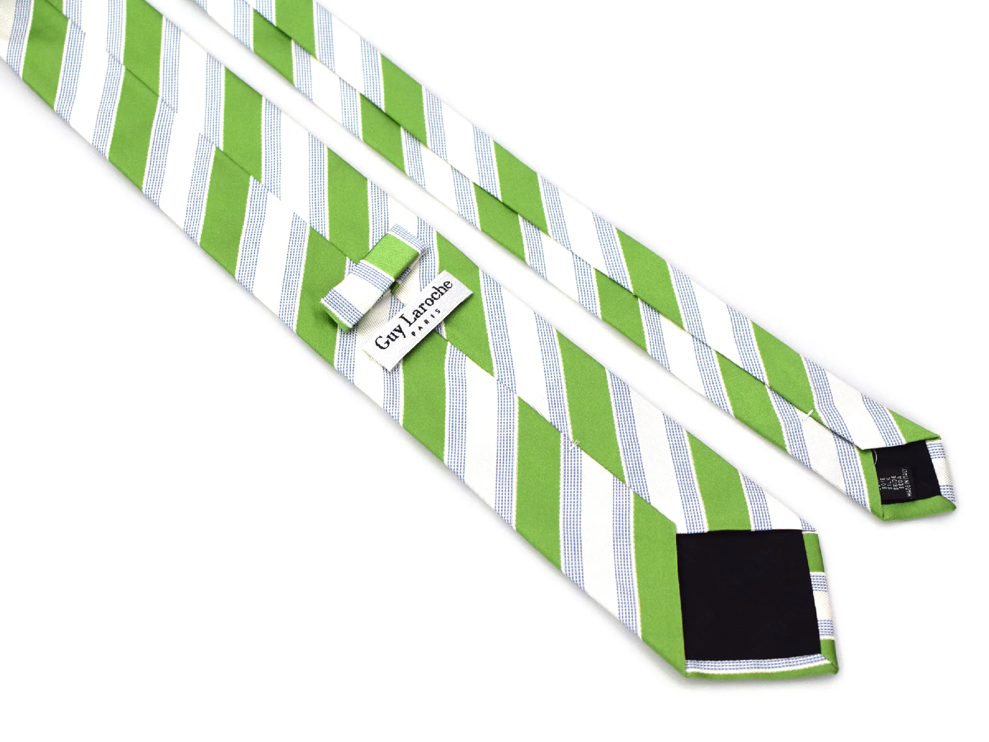 Cravate Club Guy Laroche à rayures vert anis – Image 3