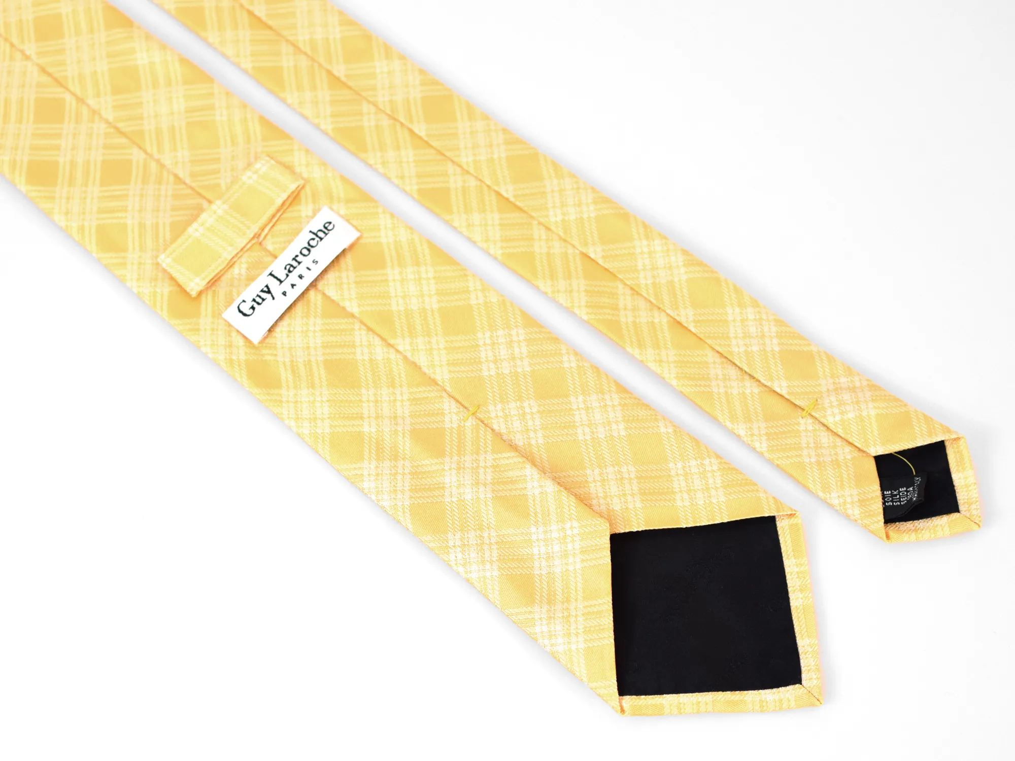 Cravate jaune à carreaux jaune Guy Laroche – Image 3