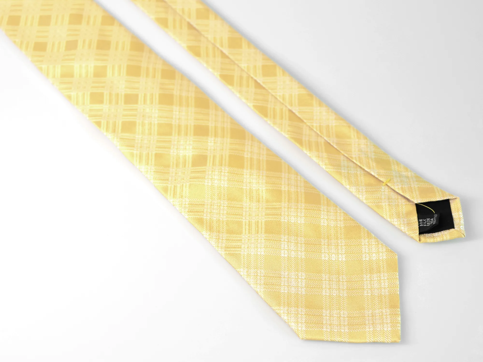 Cravate jaune à carreaux jaune Guy Laroche – Image 4