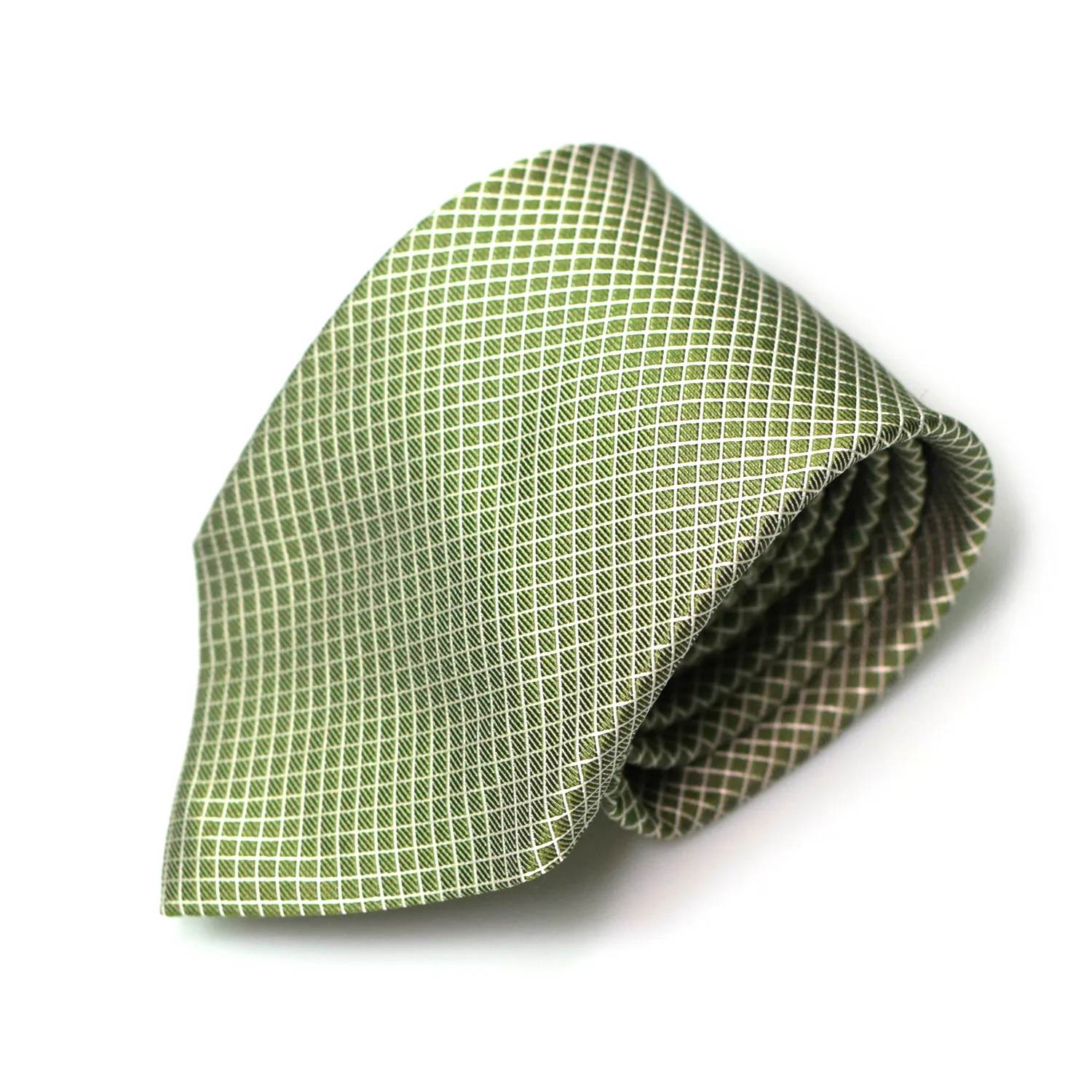 Cravate Club Guy Laroche verte à tissage micro carreaux