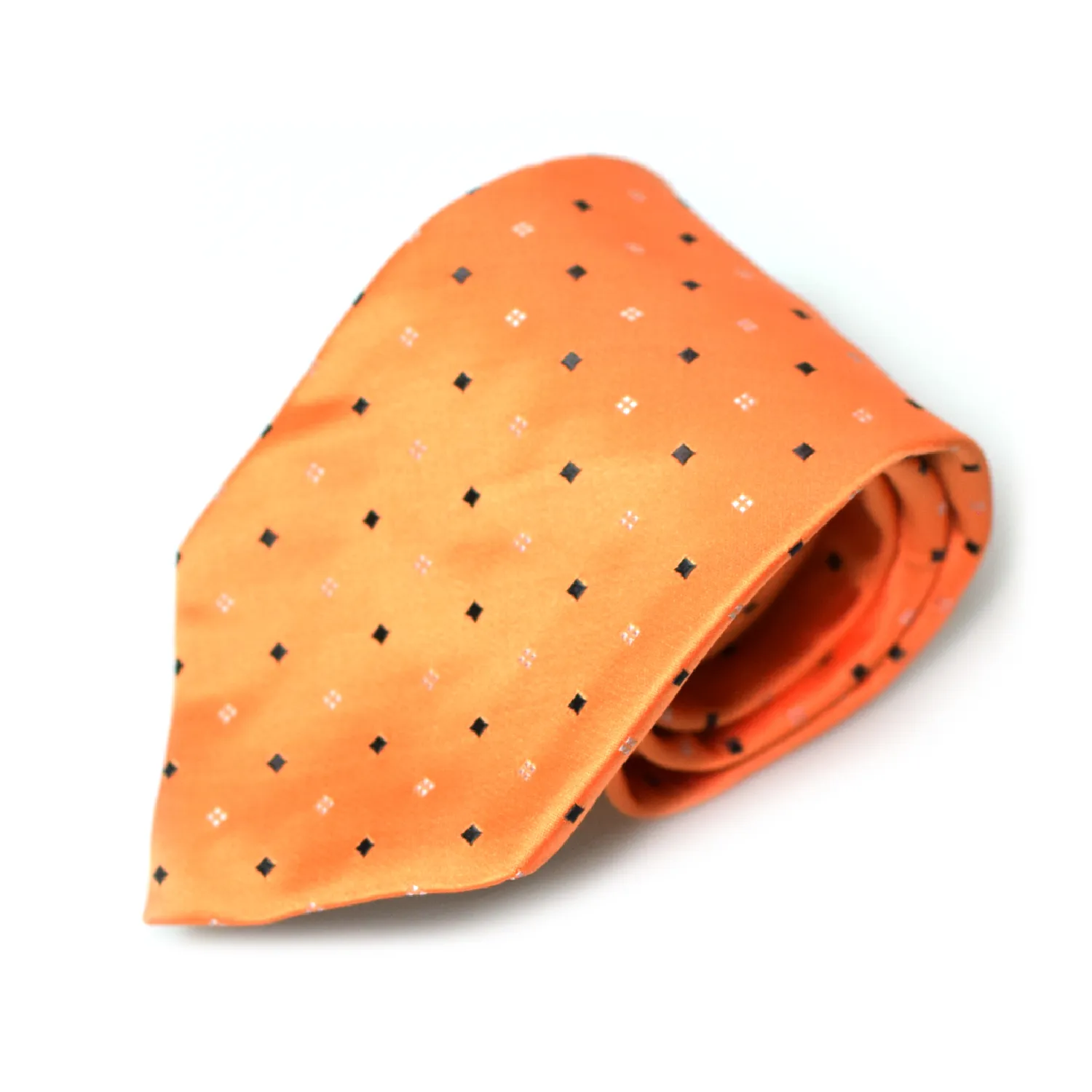 Cravate Club Guy Laroche en soie orangée à micro motifs carrés