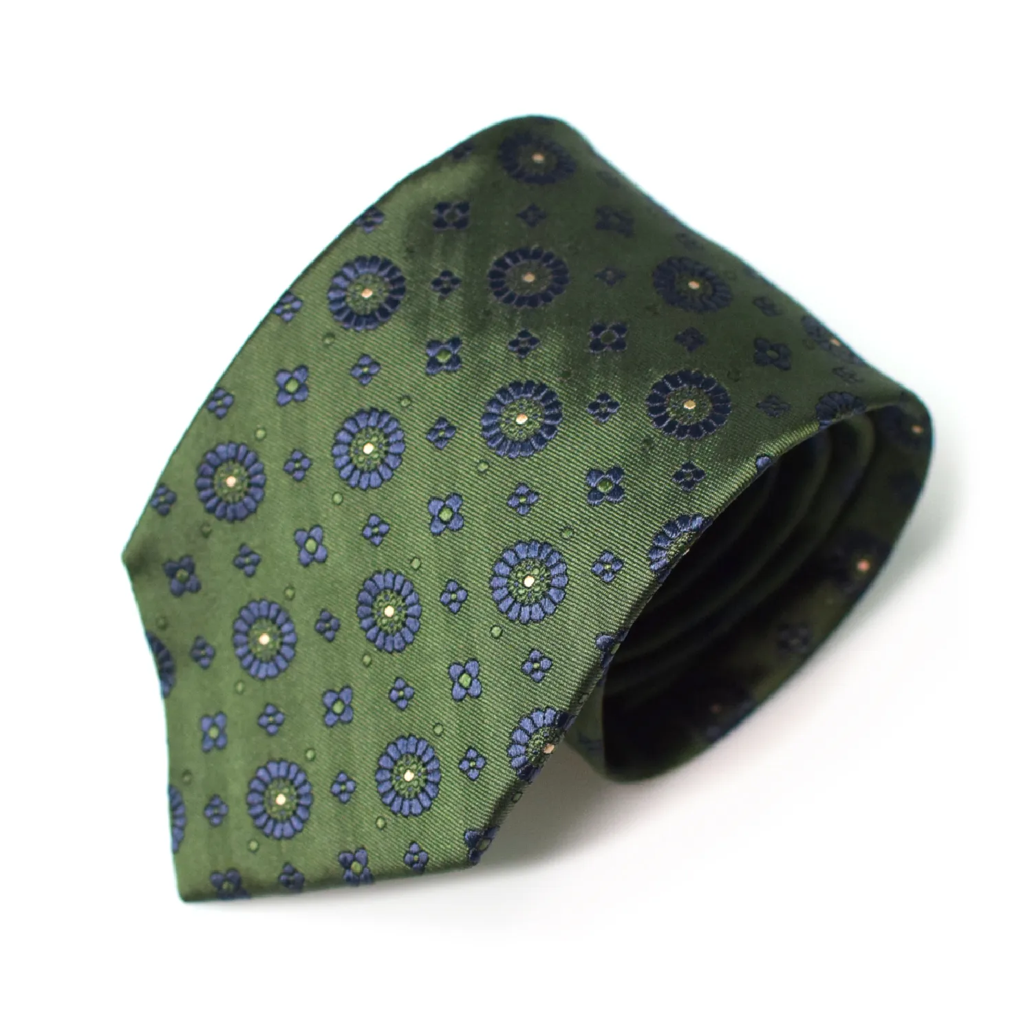 Cravate Club Guy Laroche en soie vert bouteille à motifs