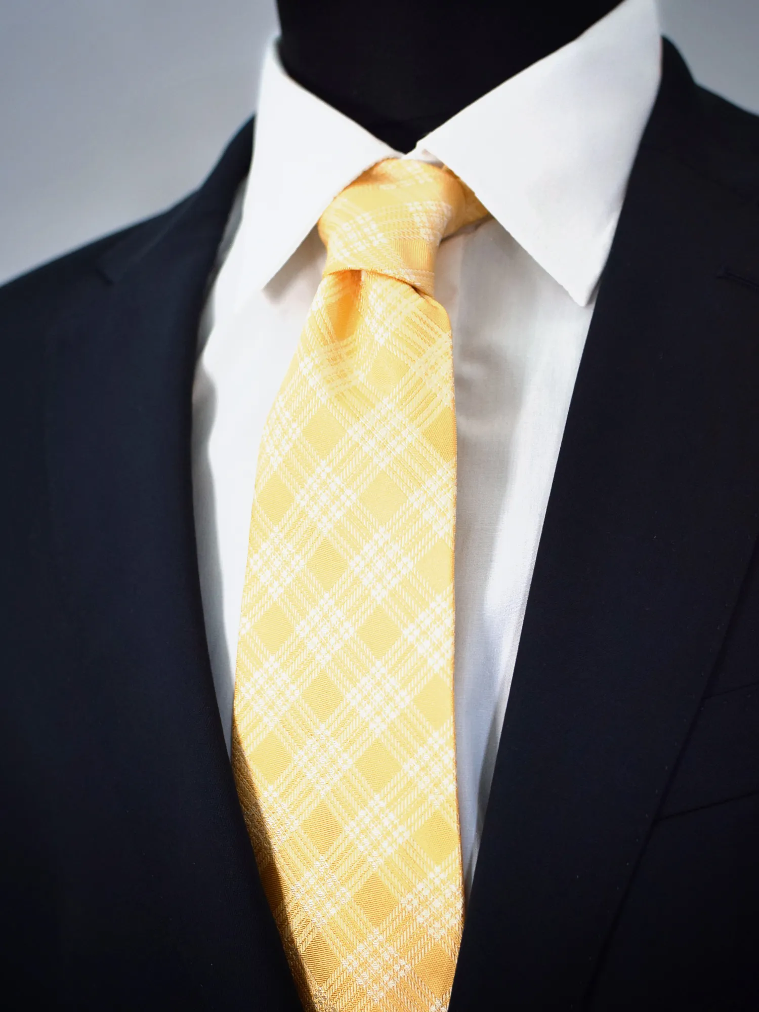 Cravate jaune à carreaux jaune Guy Laroche – Image 2
