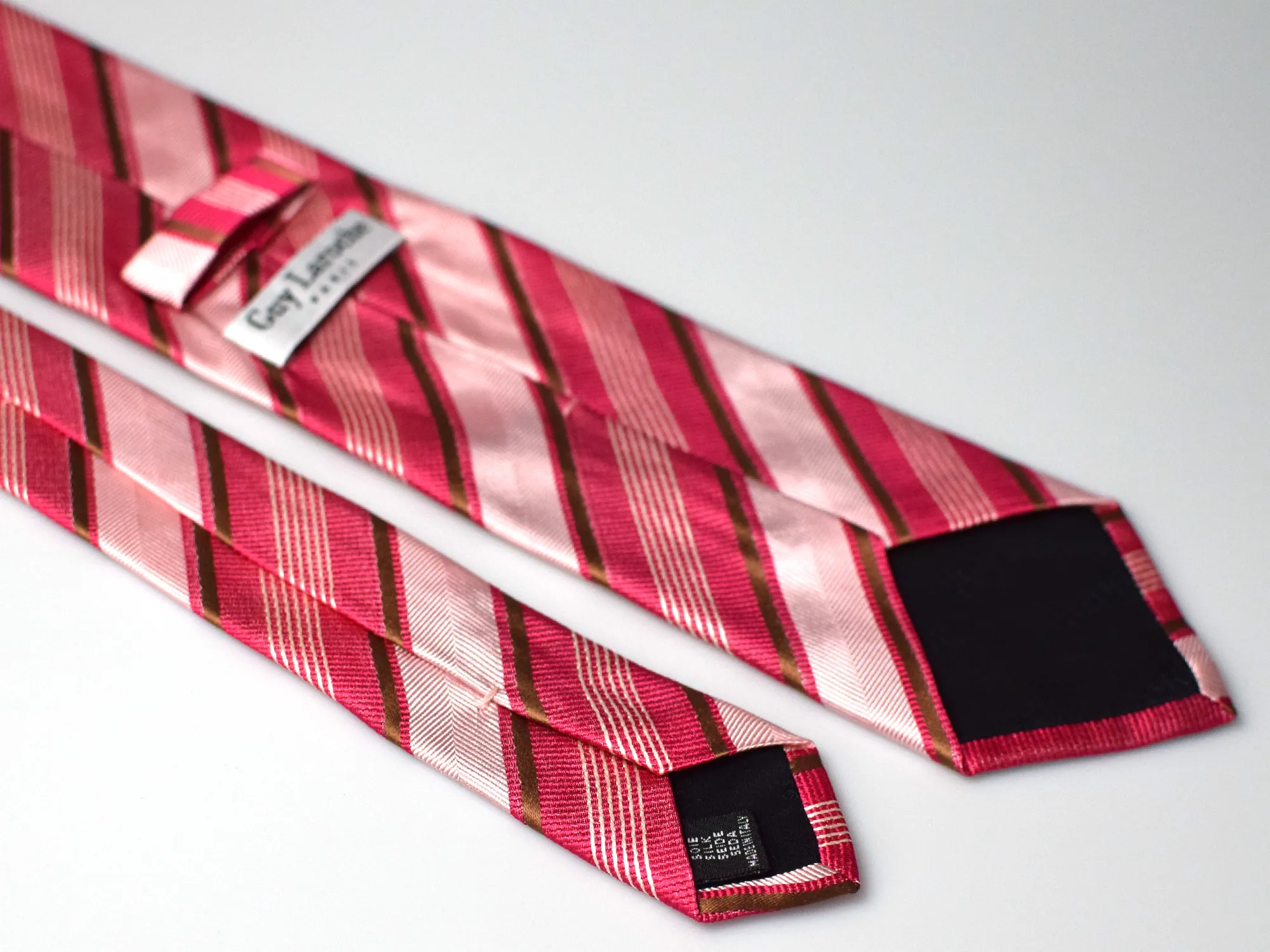 Cravate club fuchsia et rose dragée Guy Laroche – Image 3