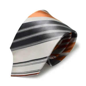 cravate club orange et grise roulee