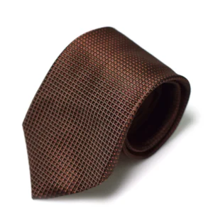cravate tissee orange et marron roulee
