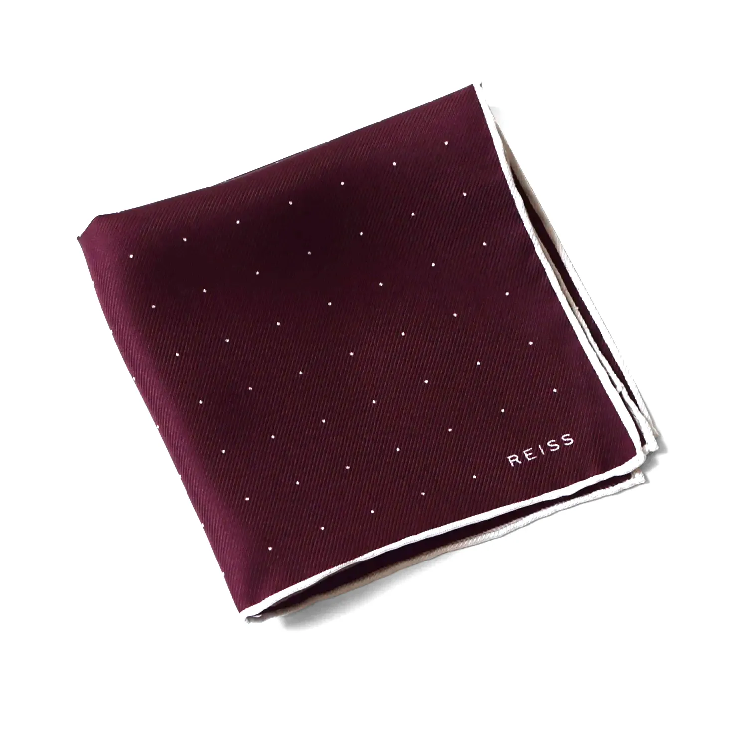 pochette-a-pois-reiss-polkadots Reiss polka dots burgundy pocket square-folded