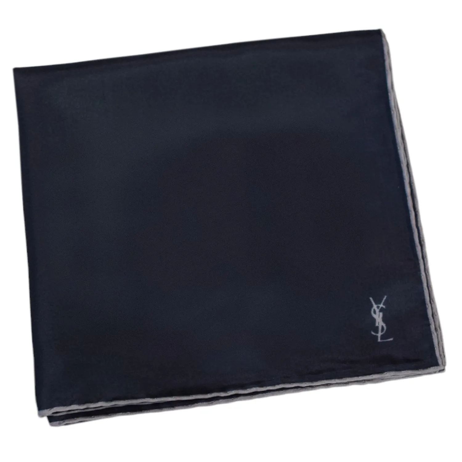 Pochette YSL monogramme noire lisere fin gris-pliee
