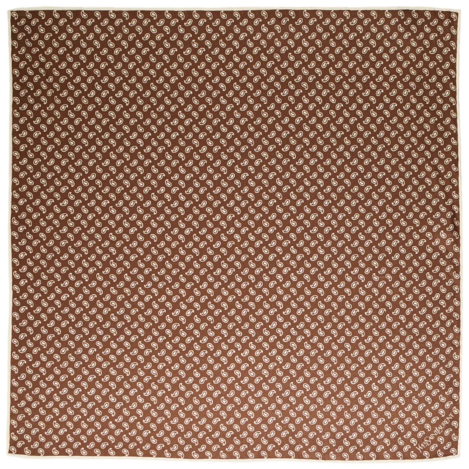 Grande pochette ocre et beige à motif paisley en soie YSL – Image 2