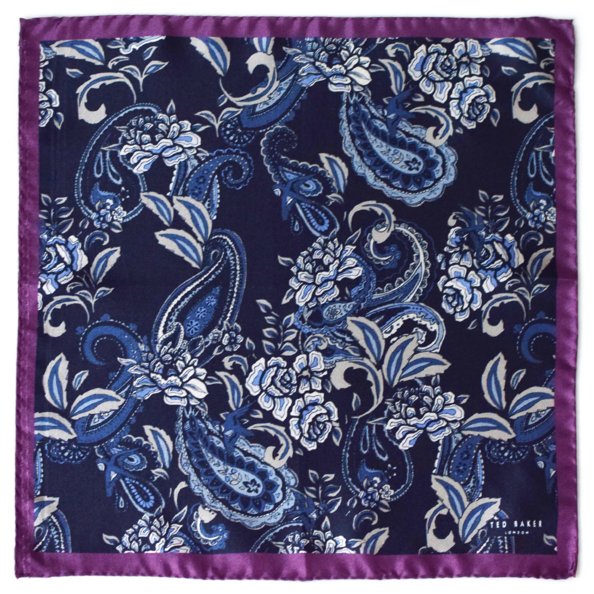 Pochette en soie bleue et violette à motifs floraux Ted Baker – Image 2