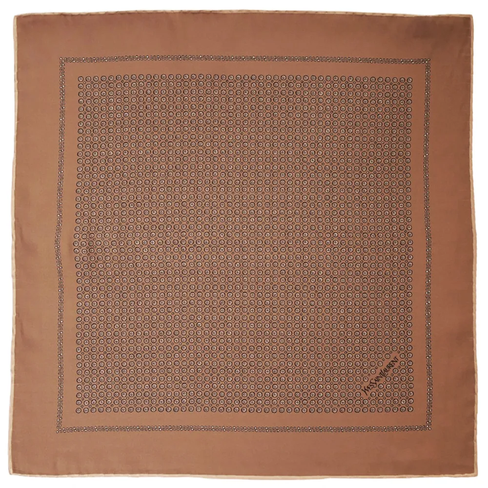 Grande pochette en mousseline de soie ocre à pois YSL – Image 2