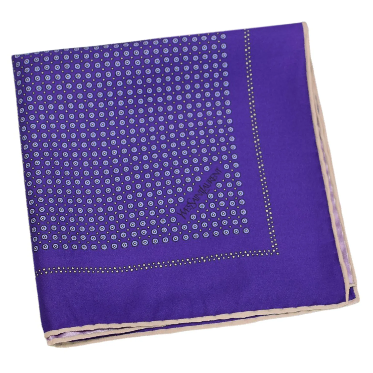 pochette ysl motif pois graphiques violet-pliee