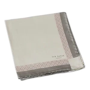 Pochette en soie unie a liseré gris Ted Baker