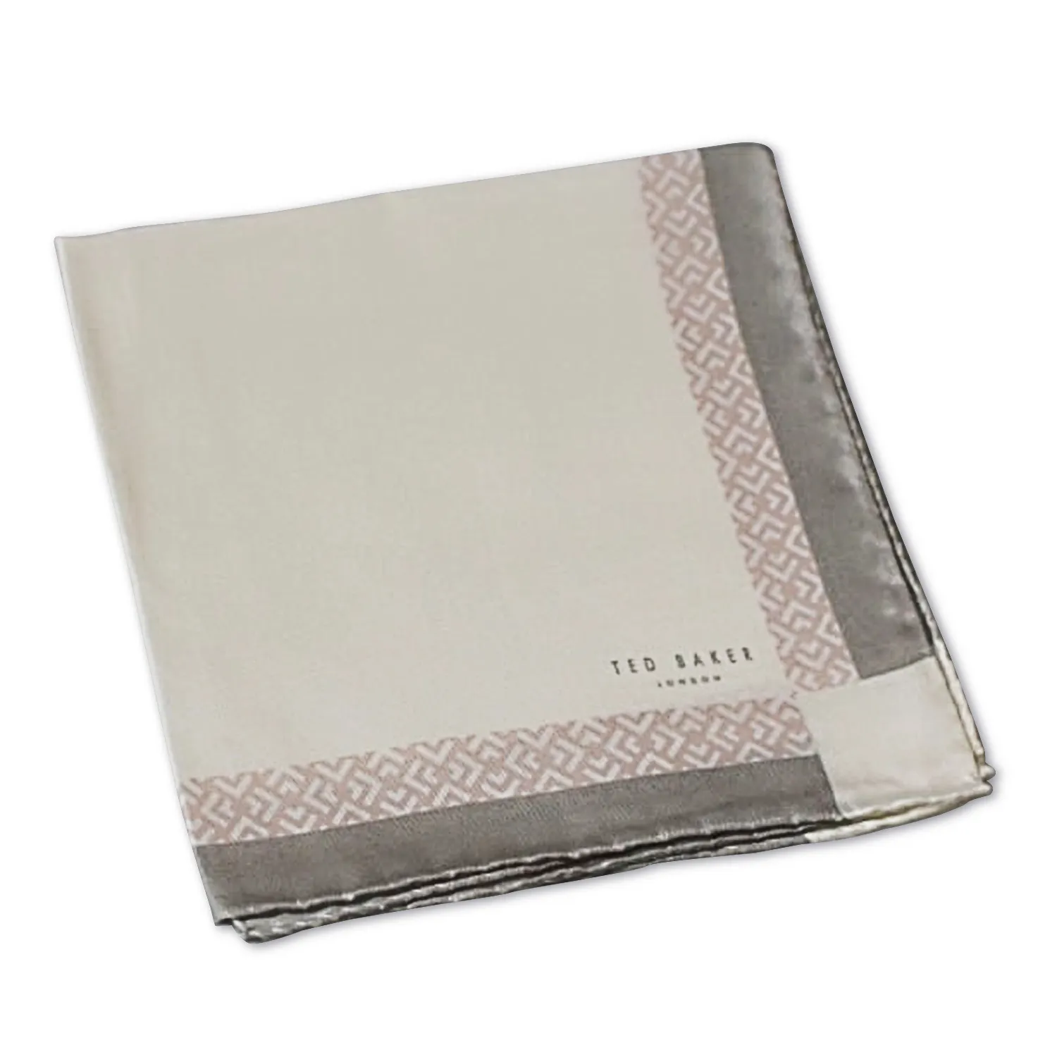 Pochette en soie unie a liseré gris Ted Baker