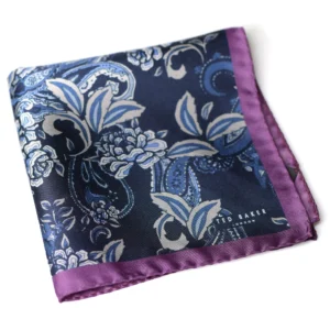 Pochette en soie bleue et violette à motifs floraux Ted Baker