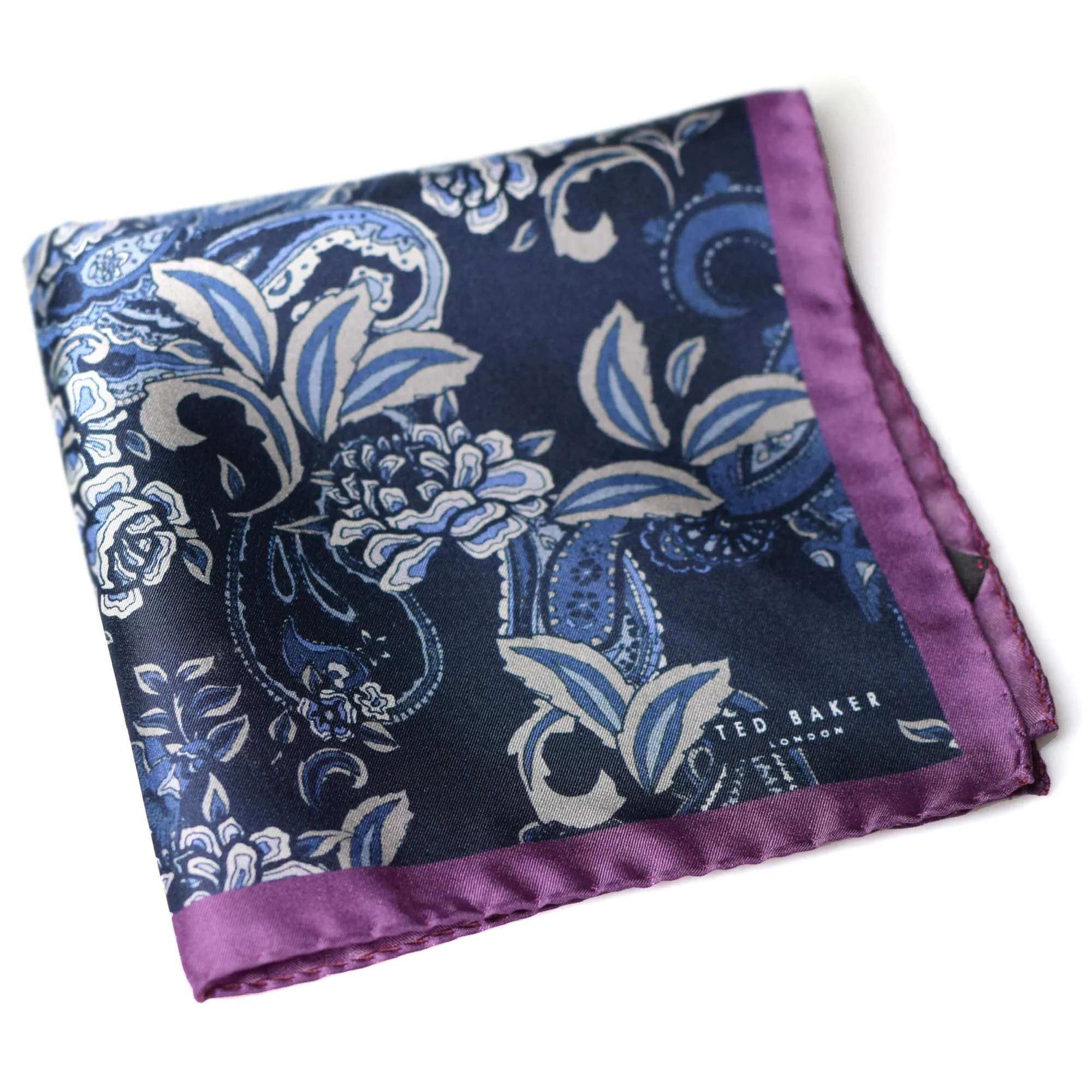Pochette en soie bleue et violette à motifs floraux Ted Baker