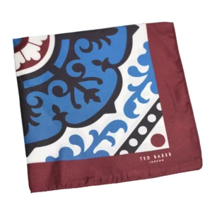 tedbaker-pochette-grand motif bordeaux