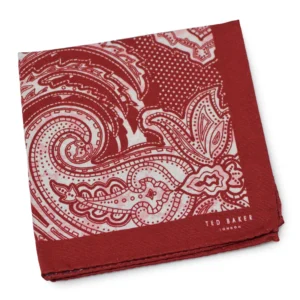tedbaker-pochette-motif-paisley rouge blanche