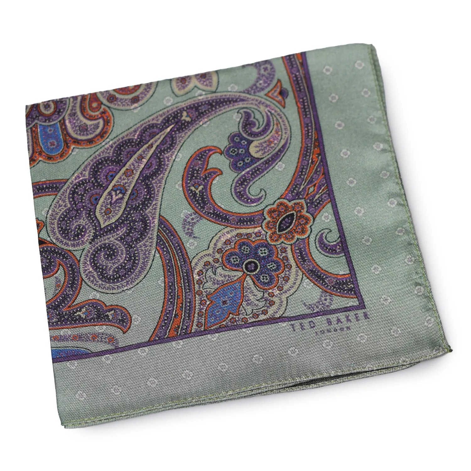 tedbaker-pochette-paisley-vert deau