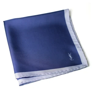 Pochette en soie bleue roi unie à liseré YSL