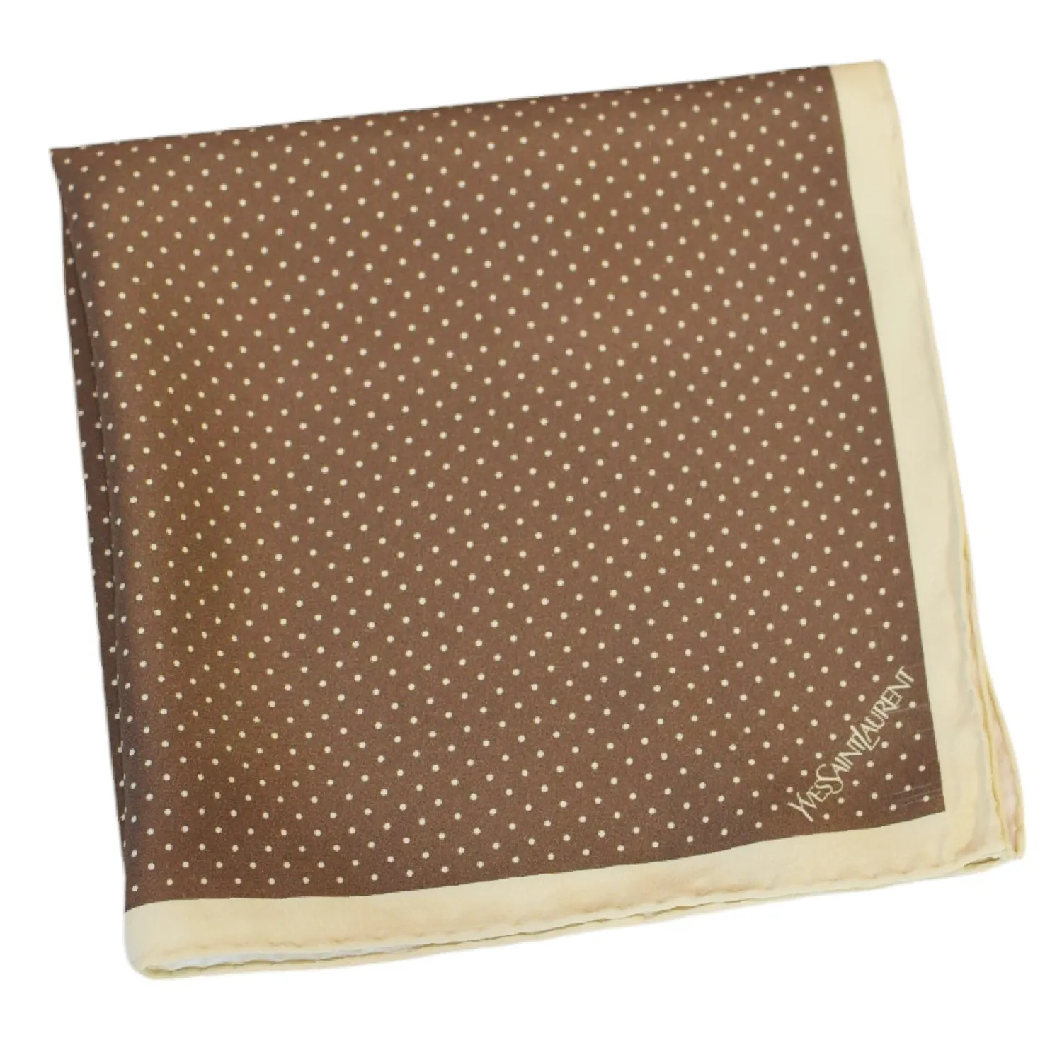 ysl polkadots marron et beige-pliee