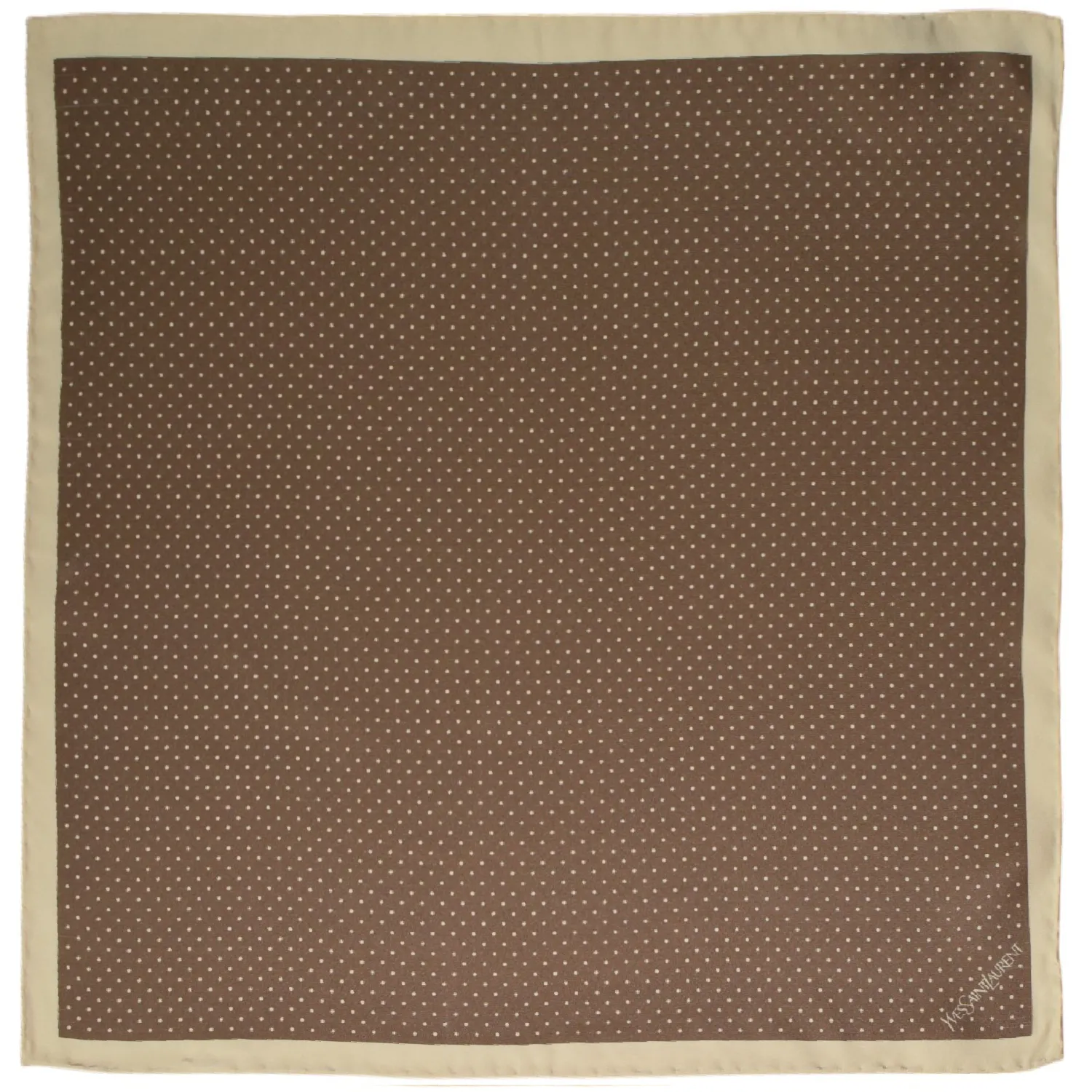 Grande pochette beige à motif polka dots en soie YSL – Image 2