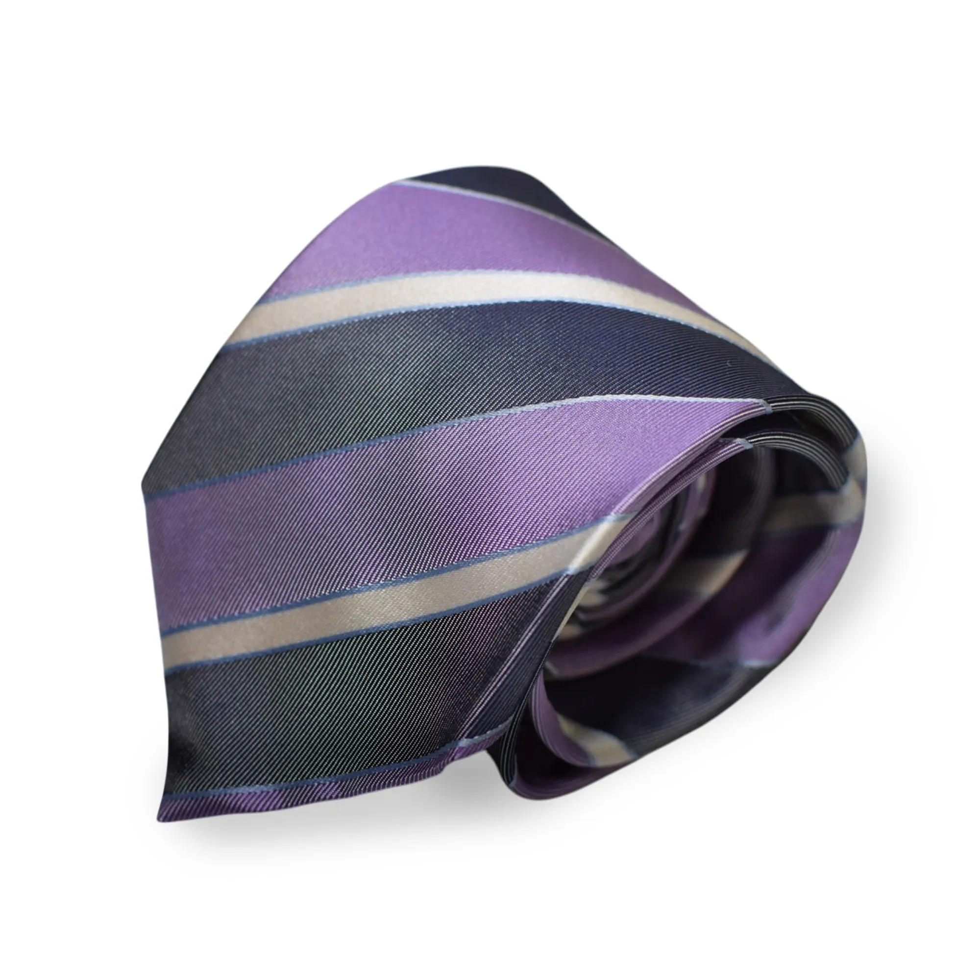 Cravate club violette et blanche-roulee