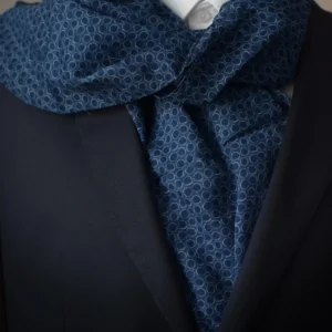 Foulard bleu à motifs de cercles en coton Lanvin