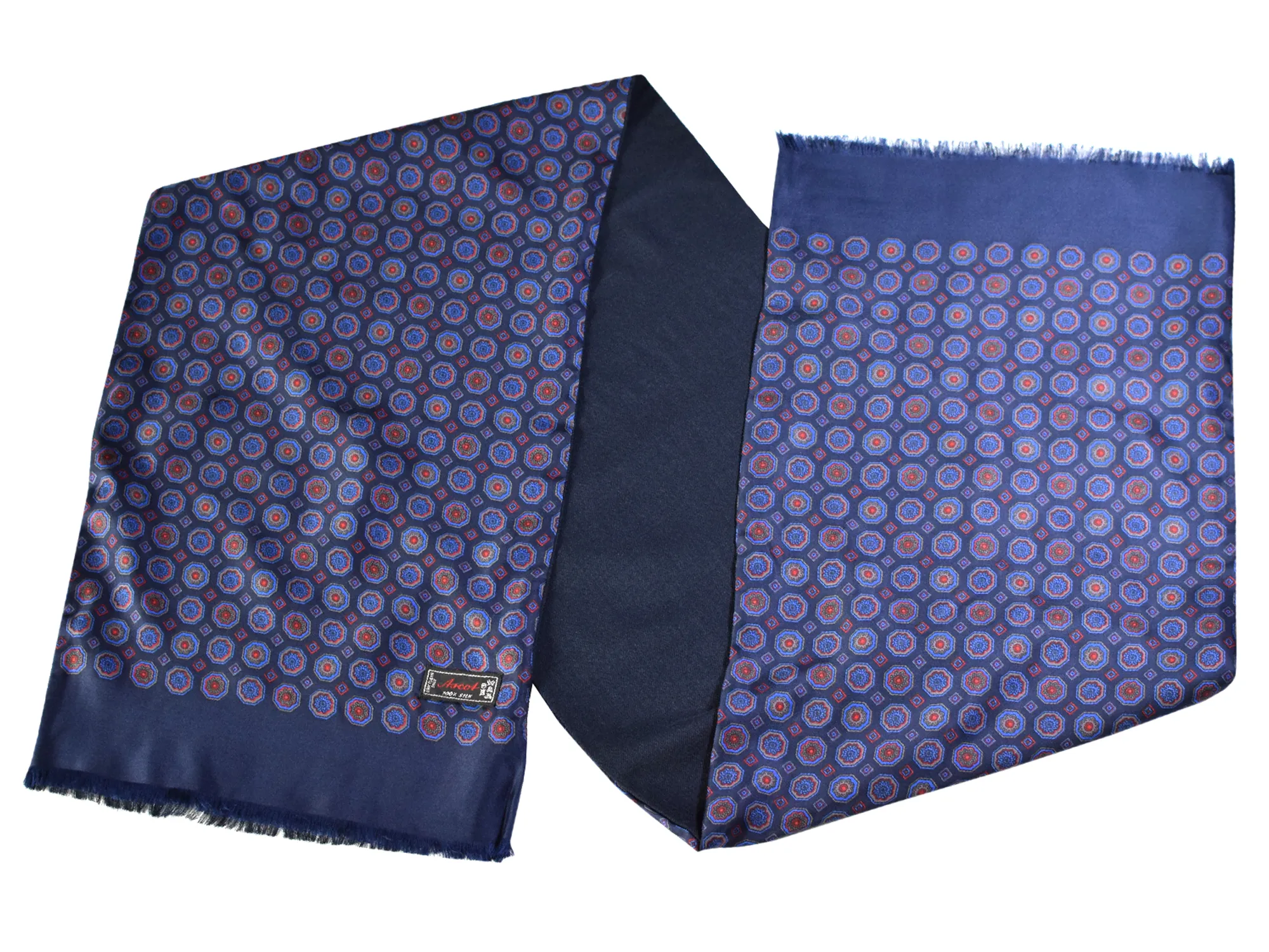 Foulard en soie doublée laine à motifs octogonaux-2