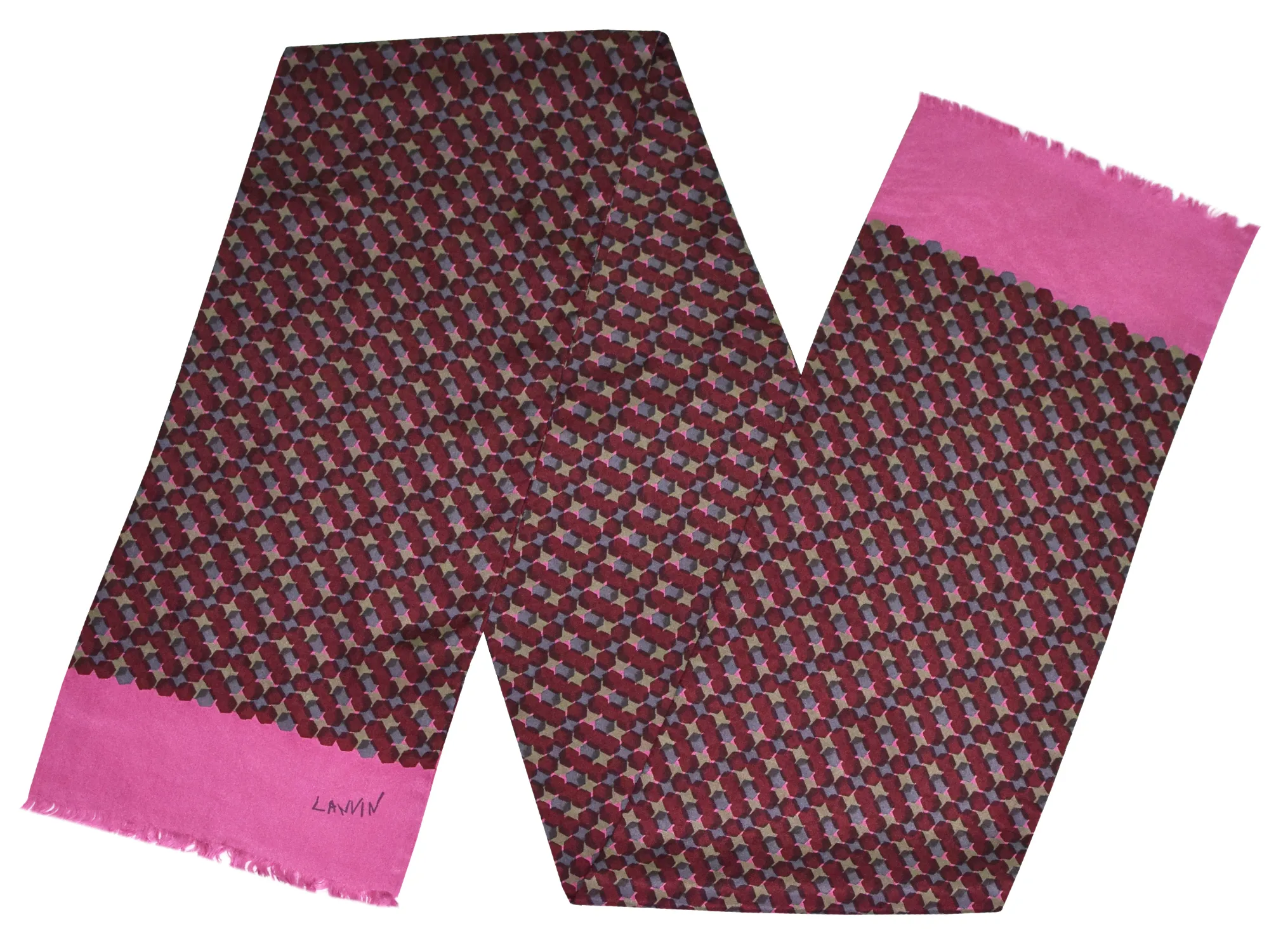 Foulard en soie rouge Lanvin à motifs graphiques-1
