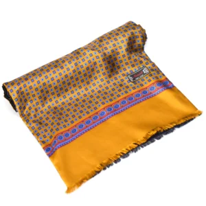 Foulard or enA laine et soie à motifs carrés Ascot-1