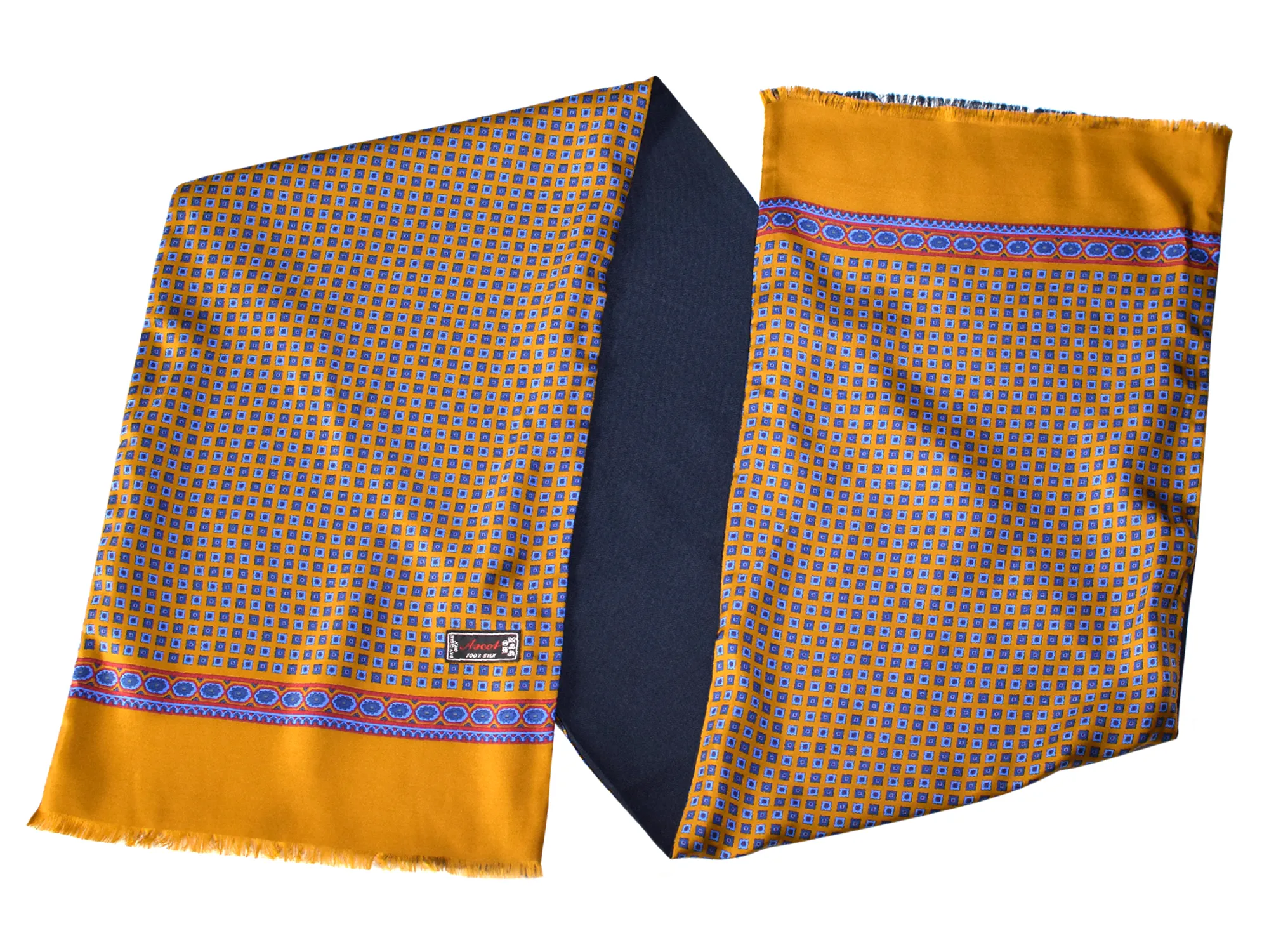Foulard or enA laine et soie à motifs carrés Ascot-1