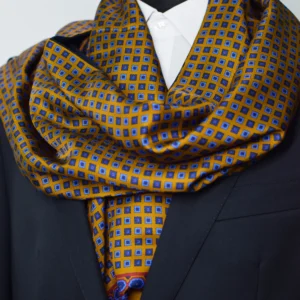 Foulard or en laine et soie à motifs carrés Ascot-4