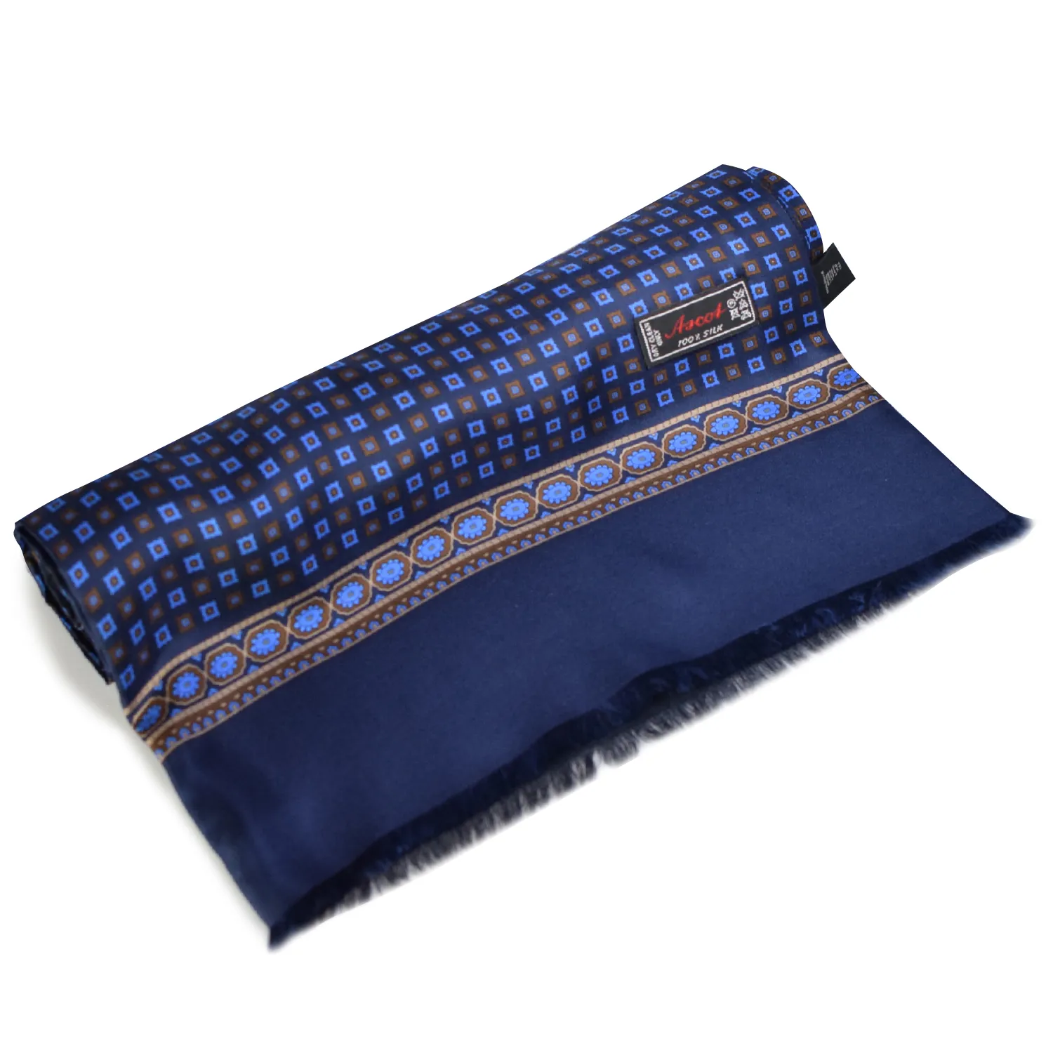 foulard bleu ascot motifs medaillons