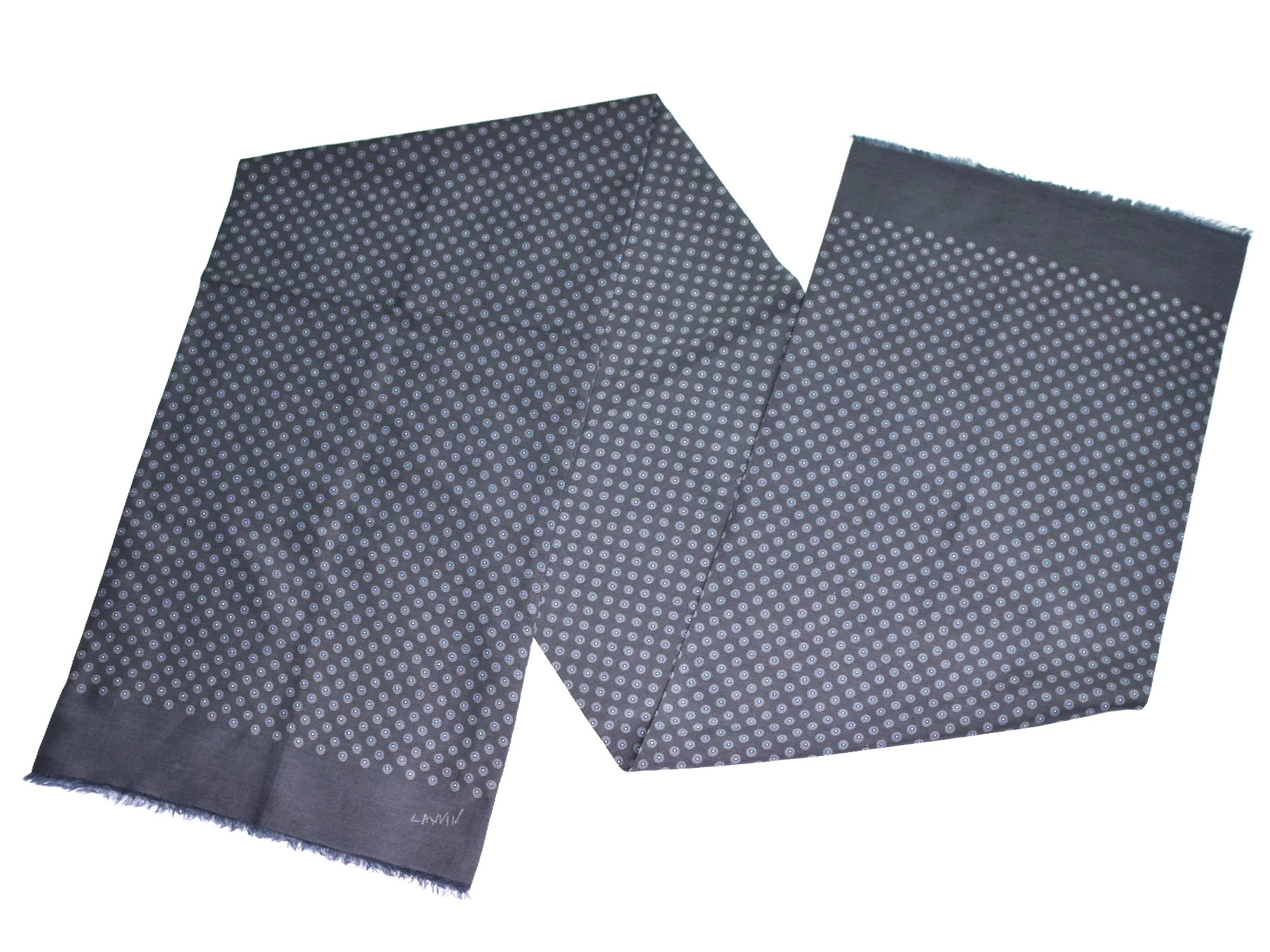 Grand foulard gris coton et soie Lanvin – Image 3